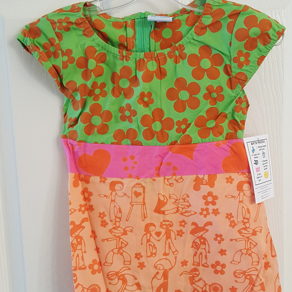 Girls DRESS Batik Print Bow Back NWT Designer Kids Wear Adorable